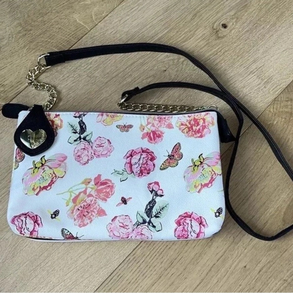 Betsey Johnson Pink Floral Crossbody Bag Vegan Leather